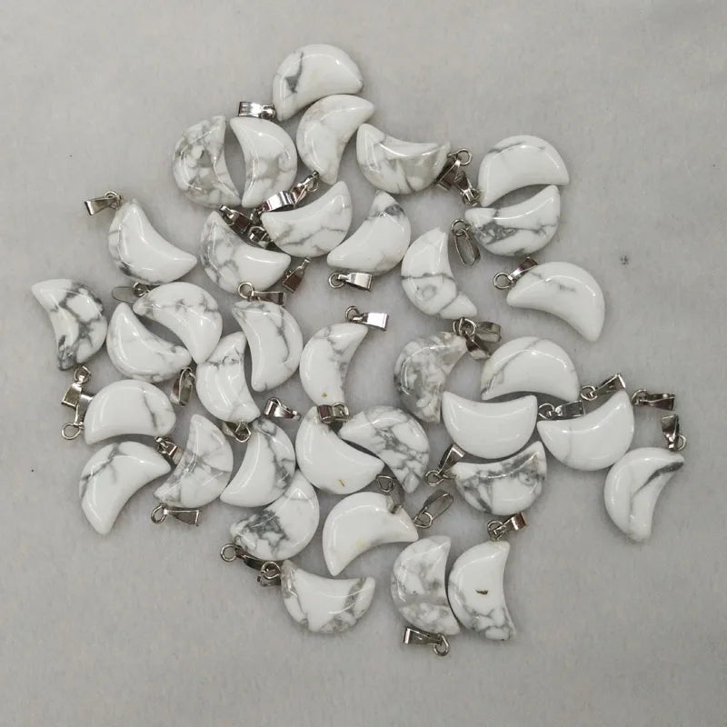 50pcs Natural Turquoise Moon Charms Pendants for Jewelry Making