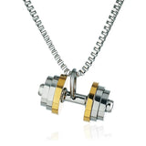 Hip-Hop Titanium Steel Dumbbell Necklace Barbell Fitness Pendant