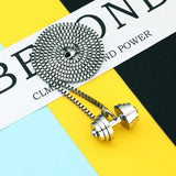 Hip-Hop Titanium Steel Dumbbell Necklace Barbell Fitness Pendant