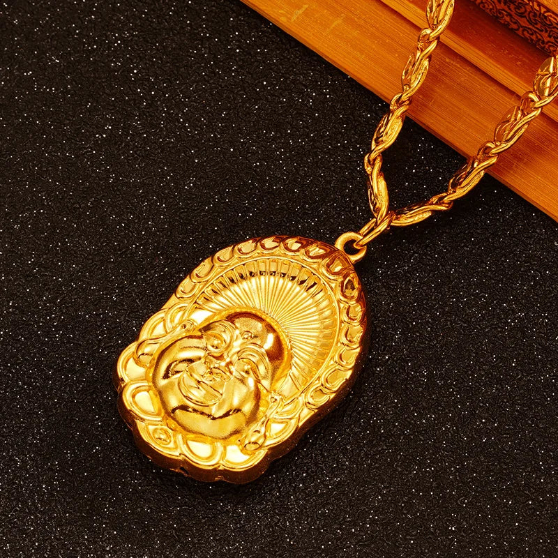 24K Buddha Pendant Necklace Jewelry Gift