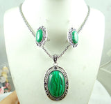 Malachite Gem Jewellery Necklace Bracelet 3 Sets