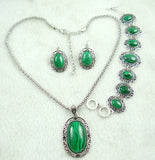 Malachite Gem Jewellery Necklace Bracelet 3 Sets