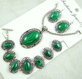 Malachite Gem Jewellery Necklace Bracelet 3 Sets
