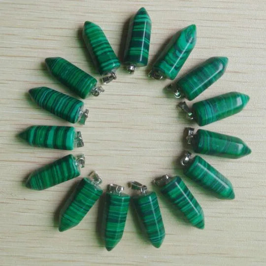 20pcs/lot Hot Malachite Stone Hexagonal Point Pendants Charms Teardrop