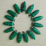 20pcs/lot Hot Malachite Stone Hexagonal Point Pendants Charms Teardrop