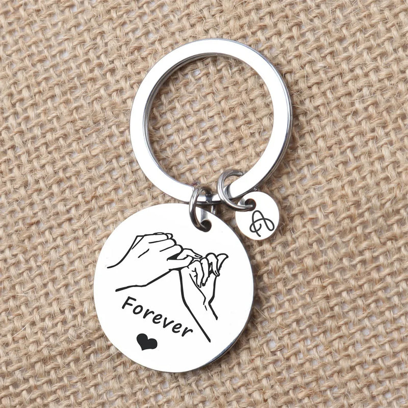 Stainless Key Chain Charms for Couples - Letter Keychain for Women