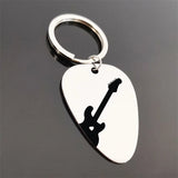Stainless Steel Guitar Pick Keychain Charm