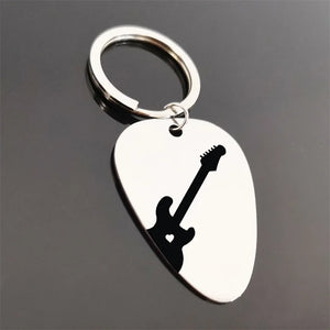 Stainless Steel Guitar Pick Keychain Charm
