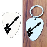 Stainless Steel Guitar Pick Keychain Charm