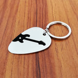 Stainless Steel Guitar Pick Keychain Charm