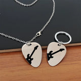 Stainless Steel Guitar Pick Keychain Charm
