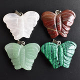 Mixed Natural Stone Pendulum Butterfly Charm Pendants 8pcs/lot