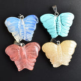 Mixed Natural Stone Pendulum Butterfly Charm Pendants 8pcs/lot
