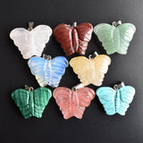 Mixed Natural Stone Pendulum Butterfly Charm Pendants 8pcs/lot