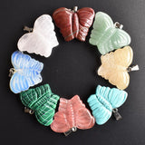 Mixed Natural Stone Pendulum Butterfly Charm Pendants 8pcs/lot