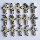 50pcs Natural Stone Cross Pendants Charms for Necklaces Jewelry Making