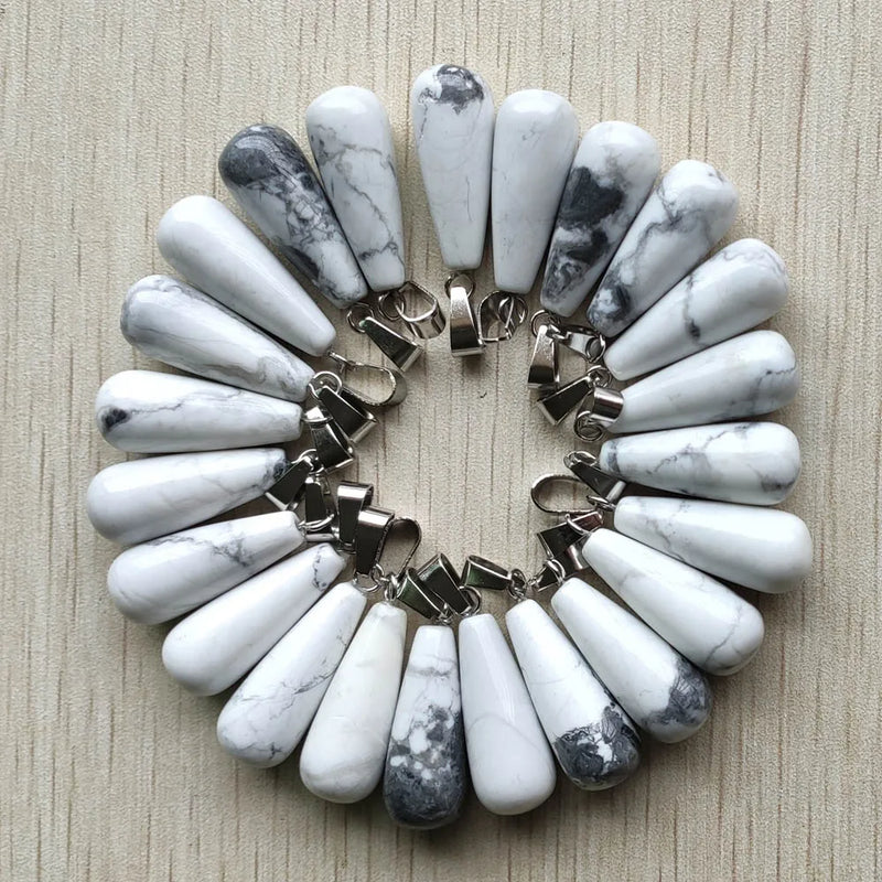 50pcs/lot Hot Natural Stone Water Drop Shape Pendants for Jewelry Making