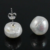 Huge 13-14mm Pearl Earrings 925 Silver Ear Stud