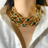 Punk Drop Oil Clavicle Necklace Geometric Resin Women's Accessories