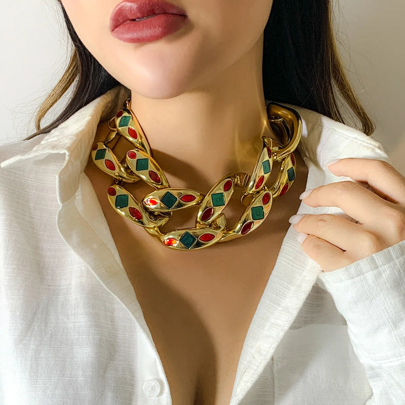 Punk Drop Oil Clavicle Necklace Geometric Resin Women's Accessories