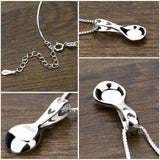 S925 Sterling Silver Spoon Pendant Necklace Short Chain Jewelry