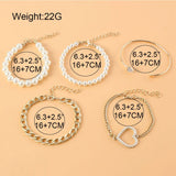 Heart-Shaped Multi-Layer Golden Pearl Bracelet for Women