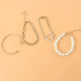 Heart-Shaped Multi-Layer Golden Pearl Bracelet for Women