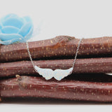 Angel Wings Synthetic Opal Necklace 925 Sterling Silver Chain