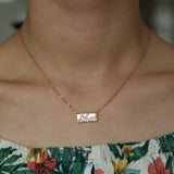 Sterling Silver Rectangle Bar LOVE Necklace Pendant