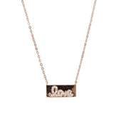 Sterling Silver Rectangle Bar LOVE Necklace Pendant