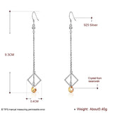 925 Silver Crystal Drop Earrings Square Tassel Dangle Jewelry