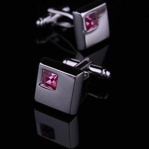 Mens Wedding Cufflinks Pink Red Purple Crystal
