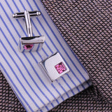 Mens Wedding Cufflinks Pink Red Purple Crystal