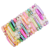 Crystal Bracelet Bangle Stretch Metal Disc Bamboo Tube Bracelets BC407