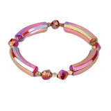 Crystal Bracelet Bangle Stretch Metal Disc Bamboo Tube Bracelets BC407