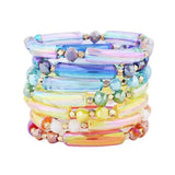 Crystal Bracelet Bangle Stretch Metal Disc Bamboo Tube Bracelets BC407