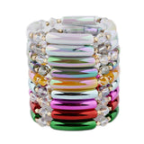 Crystal Bracelet Bangle Stretch Metal Disc Bamboo Tube Bracelets BC407