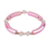 Crystal Bracelet Bangle Stretch Metal Disc Bamboo Tube Bracelets BC407