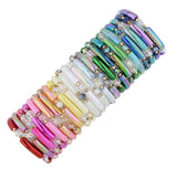 Crystal Bracelet Bangle Stretch Metal Disc Bamboo Tube Bracelets BC407