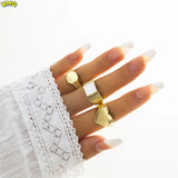 Geometric Oil Dripping Set Index Finger Ring French Love Overlapping Ring