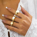 Geometric Oil Dripping Set Index Finger Ring French Love Overlapping Ring