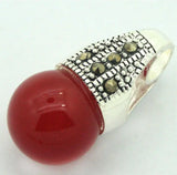 12MM Red Natural Stone Marcasite Pendant