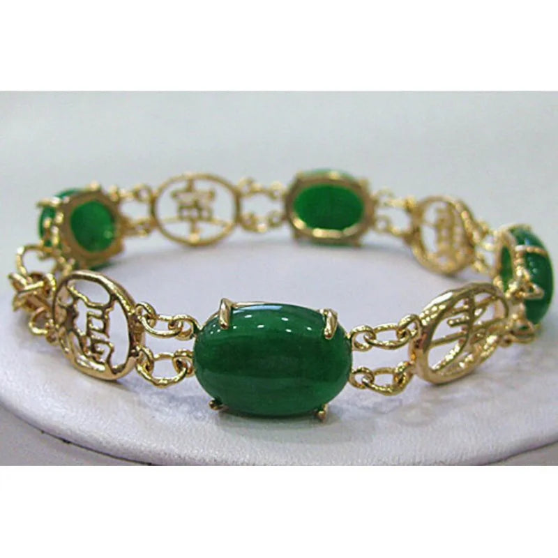 Green Jade Bead Bracelet 12X16MM