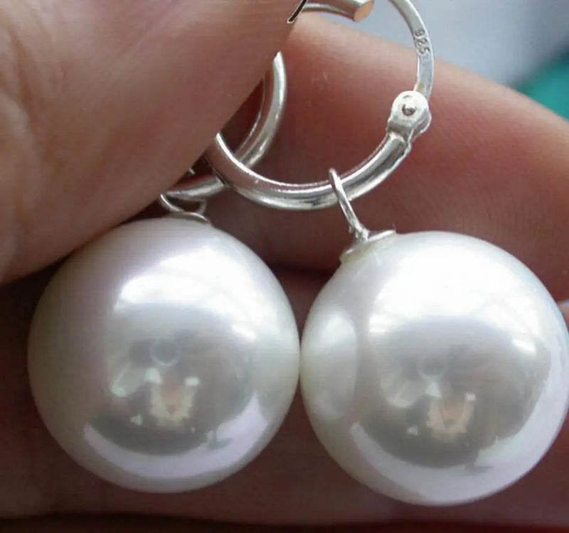 16mm South Sea Shell Pearl Earrings - Silver