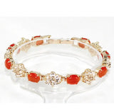 Orange Opal 18K Silver Plated Chain Bracelet Jewelry