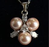 Shell Pearl Beads Pendant with Chain - Pink/Yellow/Red/Orange