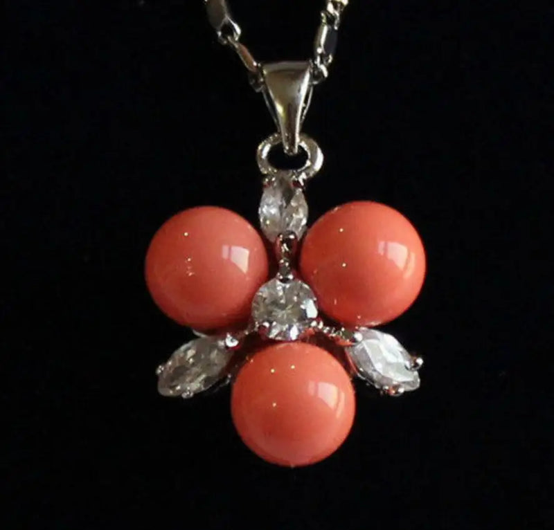 Shell Pearl Beads Pendant with Chain - Pink/Yellow/Red/Orange