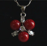 Shell Pearl Beads Pendant with Chain - Pink/Yellow/Red/Orange