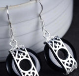 Silver Art Style Earrings with Quartzite/Sand Stone