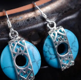 Silver Art Style Earrings with Quartzite/Sand Stone